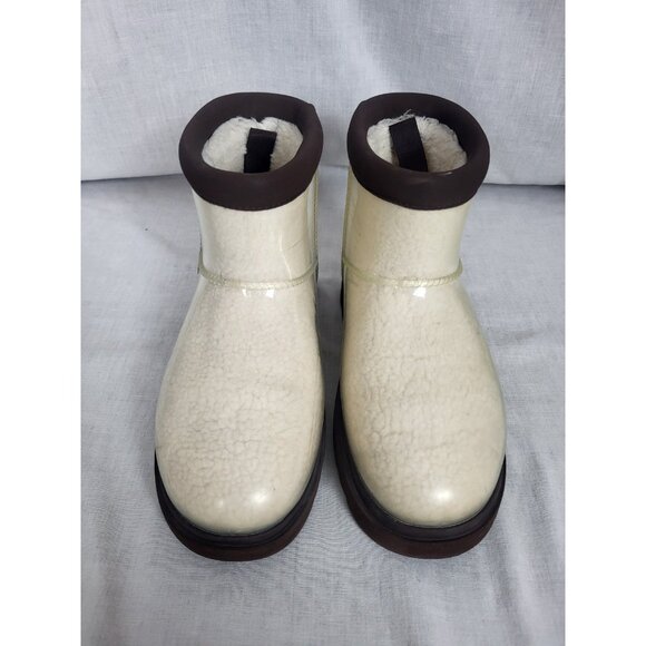 Koolaburra by UGG Ankle Boots Women Clear Waterproof Faux Fur Size 8 Brown Trim - Picture 3 of 9